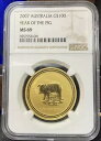 オーストラリア 2007年 亥年 100ドル 金貨 1オンス .9999 純度 NGC MS69