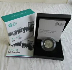 英国 2018 年人民代表法 50 ペンス シルバー プルーフ - 箱入り/コア/アウター