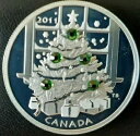 2011年 $20 1オンス ファインシルバーコイン「クリスマスツリー」 (S&H ケース付き $21.50)