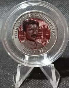 2020 ガーナ 2 セディス - ニコラ テスラ - バイメタル .990 チタン リング 15g コイン