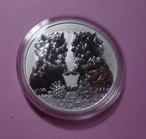 2020 ダブル貔貅 - パースミント 1オンス ブリリアント 未流通 9999 シルバー コイン