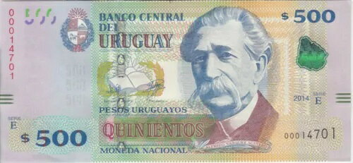 ウルグアイ紙幣 P.97 500 ペソ ウルグアイ、2014 年、未流通。 YYY