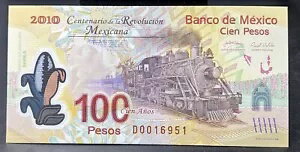2010年 メキシコ 100ペソ P-128 ポリマー革命記念列車 UNC -1個