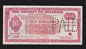 ラージ 1933 ドル 10 ドル 大西洋恐慌郡スクリップ ニュージャージー州 10 紙幣