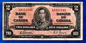 1937 年カナダ 2 2 ドル紙幣キング ジョージ 6 世プレフィックス L/B