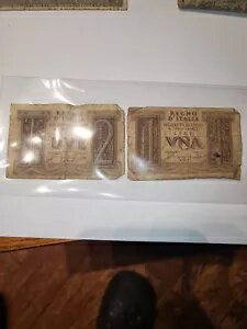 1939 イタリア 1&2 リラ紙幣 第二次世界大戦 イタリア紙幣 紙幣 期限なし