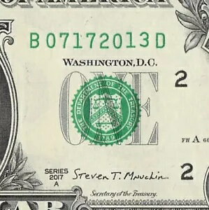 2013 年 7 月 17 日の誕生日ファンシー シリアル番号日付メモ 1 ドル紙幣 07 17 2013