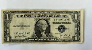 1935 ブルー シール ノート シルバー証明書シリーズ D 1 ドル 1.00 ドル紙幣 - 素敵です!