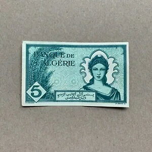 1942 アルジェリア 5 フラン XF オリジナル第二次世界大戦フランス通貨紙幣紙幣第二次世界大戦