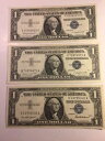 1957 シリーズ セット、1957、1957A、1957B、$1.00 シルバー証明書 3 枚、UNC。