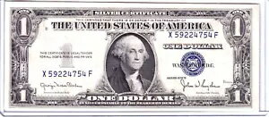 1935-D $1 シルバー証明書 NARROW XF ブロック 未流通 #X59224754F