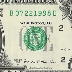 1998 年 7 月 22 日の誕生日ファンシー シリアル番号日付メモ 1 ドル紙幣 07 22 1998