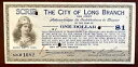 1934 年 ニュージャージー州ロング ブランチ市の 1 ドルのうつ病証明書