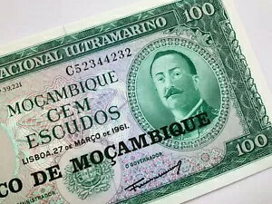 1961 年モザンビーク銀行 100 エスクード未流通紙幣 V954