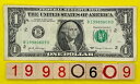 1998 年 6 月 ?9 誕生日メモ DC B 19980609 D ファンシー シリアル番号 1 ドル紙幣