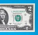 1926 年 4 月 22 日 : L 04221926 B 誕生日紙幣 2 ドル 2 ドル紙幣 *UNC*