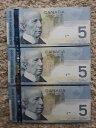 新しい 2006 年連続 UNC カナダ 5 ドル紙幣 3 枚のセット