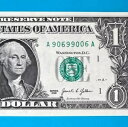 A 90699006 A : FLIPPER $1 1 ドル紙幣ファンシー シリアル番号 *UNC*