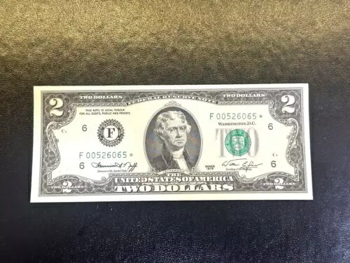((スターノート)) 未流通 1976 年 $2 2 ドル紙幣 F00526065*