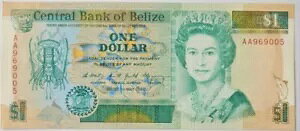 ベリーズ 1 ドル 1990 P-51 UNC プレフィクソ AA