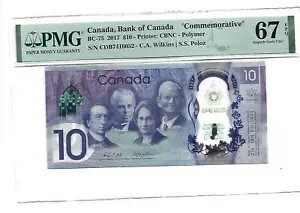 カナダ 10 ドル 2017 P 112 Wilkins Poloz Comm.素晴らしい宝石 UNC PMG 67 EPQ