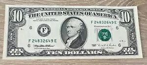 1995 年 10 ドル紙幣 アトランタ連邦準備銀行 F24832649E UNC