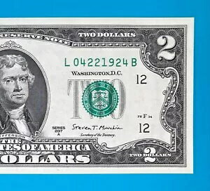 1924 年 4 月 22 日 : L 04221924 B 誕生日紙幣 2 ドル 2 ドル紙幣 *UNC*