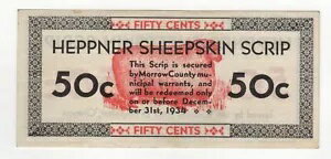 1934 50c ヘップナー シープスキン スクリップ - オレゴン ディプレッション スクリップ