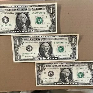 ガスポンプ $1 エラーメモスタック数字 1 ドル紙幣紙幣通貨ロット 3