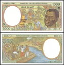 中央アフリカ諸国 赤道ギニア 1000 フラン、2000、P-502Ng、UNC