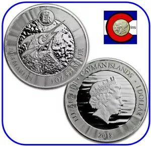 2018 ケイマン諸島 プルーフライク カジキ 1 オンス 0.999 銀貨 カプセル入り