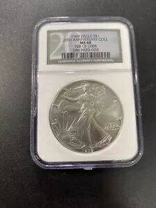 1989 シルバー イーグル NGC MS-68 - 未流通 - シルバー - ASE - 認定スラブ - $1
