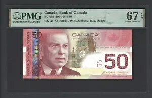 カナダ 50 ドル 2004-06 BC-65a 未流通グレード 67