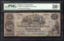 1850年代 3ドル インディアナ・コナースビル貯蓄銀行、時代遅れのメモ PMG VF-30