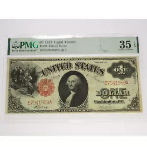 1917 PMG CH VF35 EPQ 米国法定通貨 $1 1 ドル紙幣 FR 37 #51620F