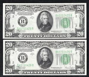(2)FR。 2057-B 1934-C $20 フランス連邦準備制度紙幣 ニューヨーク、ニューヨーク UNC