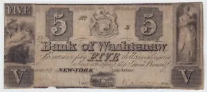 1835-39 ワシントン銀行 5 ドル廃止紙幣 アナーバー MI ANN-6-18 ニューヨーク市