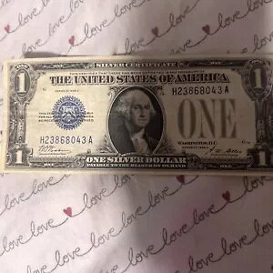 1928 年 $1 1 ドル銀貨証明書ファニー バック回覧紙幣 X10604138A