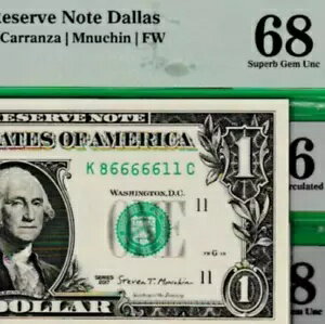 $1 連邦準備銀行紙幣 FANCY シリアル/N 66666611 〜 66666699 PMG 紙幣を 1 つ選択してください