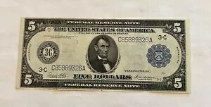 1914 年 5 ドル連邦準備銀行紙幣、フィラデルフィア地区、XF。