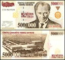 トルコ 500 万リラ、L.1970 (1997)、P-210a、UNC、接頭辞 J