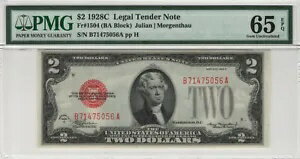 1928 C $2 ˡ̲ߥåɥ FR.1504 BA ֥å PMG ǧ UNC 65 EPQ