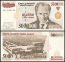 トルコ 500 万リラ、L.1970 (1997)、P-210a、UNC、プレフィックス I