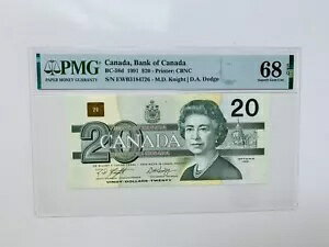 1991 カナダ銀行 $20 BC-58d PMG 68 EPQ