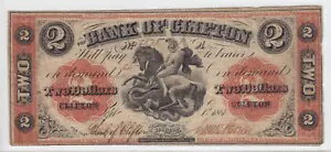 1861 年 クリフトン銀行 2 ドル紙幣 カナダ州 #125-12-12 #2875