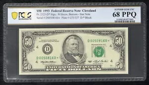 FR。 2125-D* 1993 $50 *スター* FRN クリーブランド、オハイオ州 PCGS 紙幣 宝石 UNC-68PPQ (Q)