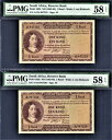 南アフリカ 2 連続 1 ランド 1962-65 Pick-103b UNC PMG 58 EPQ について