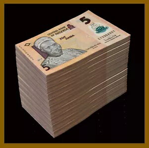 ナイジェリア 5 ナイラ x 1000 個レンガ (10 バンドル)、2019 P-New Polymer Unc