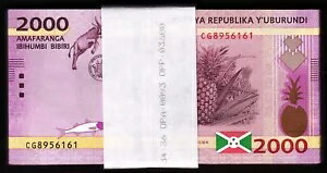 ブルンジ 2000 フラン 2018 (2019)、UNC、バンドル、100 個パック、P-52