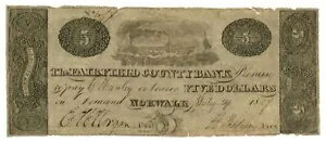 1827 コネチカット州ノーウォーク、フェアフィールド郡銀行 5 ドルの時代遅れ紙幣 (L1866)